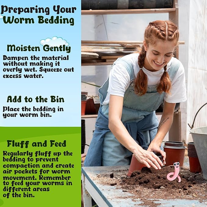 WWJD Worms-10lb Worm Bedding for Nightcrawlers and Red Wigglers (Worms Not Included)-Vermicompost Bin Worm Bedding-Earthworm Food for Organic Potting Soil Gardening Mix