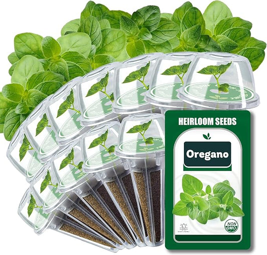 Oregano Seed Pods for All Hydroponics Growing Systems, 12 Pods Herb Kit with 600+ Seeds of Oregano, Grow Your Own Herb Garden at Home