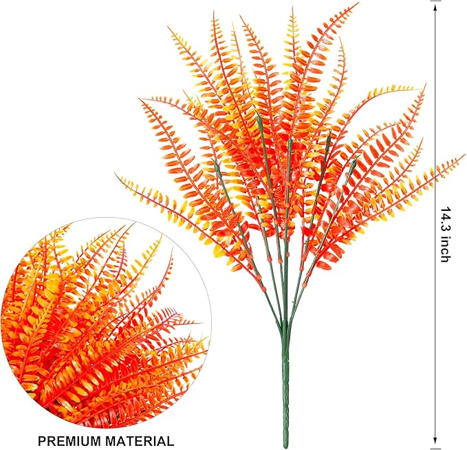 Ivydale Artificial Fake Fall Mums Flowers Plants for Outdoor Outside, 12 Bundles Faux Autumn Orange Daisy Plastic Greenery Realistic UV Resistant for Front Door Porch Patio Balcony Garden Yard Decor