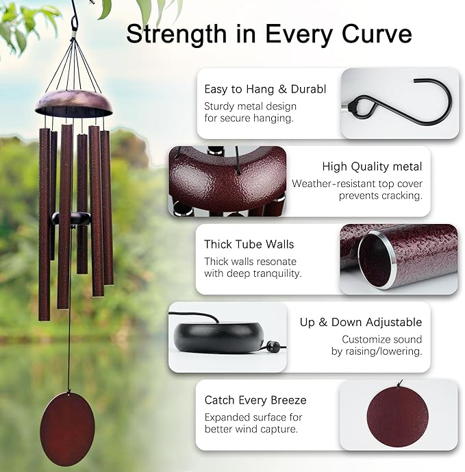 Memorial Wind Chimes for Outside Deep Tone 32" Windchimes Outdoors Decor Sympathy Wind Chimes for Loss of Loved One with Wind Catcher for Garden Patio Balcony and Home Best Gift