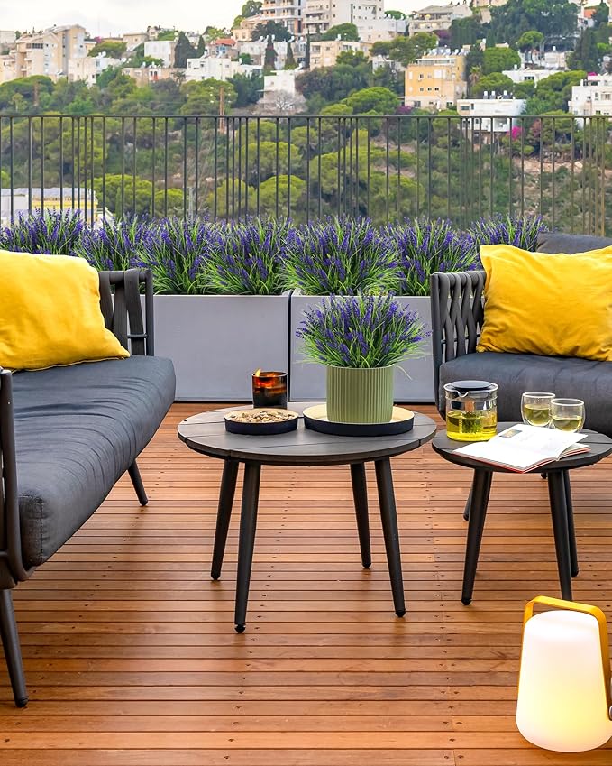 ZINHO 36 Bundles Artificial Flowers Outdoor, Faux Lavender Flowers with Grass UV Resistant Artificial Plants for Outdoor Outside Hanging Planter Window Box Garden Patio Front Porch Decor