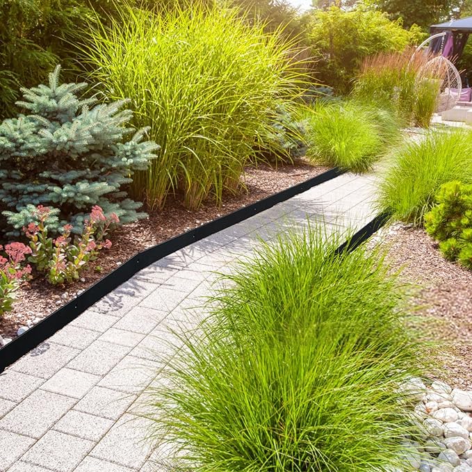 Metal Lanscape Edging 20“ L * 6” H Strips Black Steel Edging for Lanscape 12pcs for Enhanced Garden, Yard, Park, DIY Outdoor Patio (Black, 6 inch)