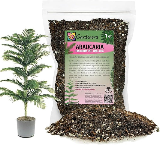 GARDENERA Premium Araucaria Potting Soil Mix - Perfect Balance of Nutrients, Drainage, and Aeration for Healthy Araucaria Trees - 1 Quart