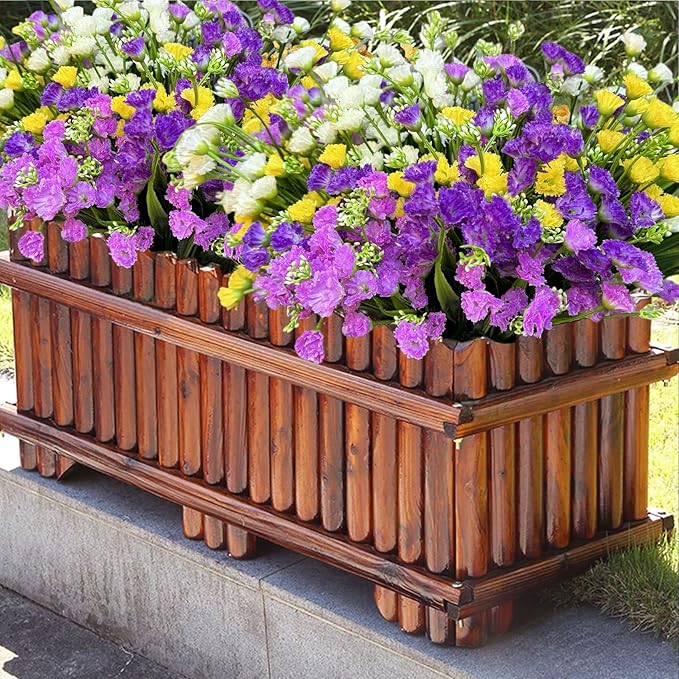 16pcs Outdoor Artificial Flowers UV Resistant Fake Flowers Bulk Artificial Flowers for Decoration Faux Silk Flowers for Garden Porch Window Box Hanging Planter Decorating