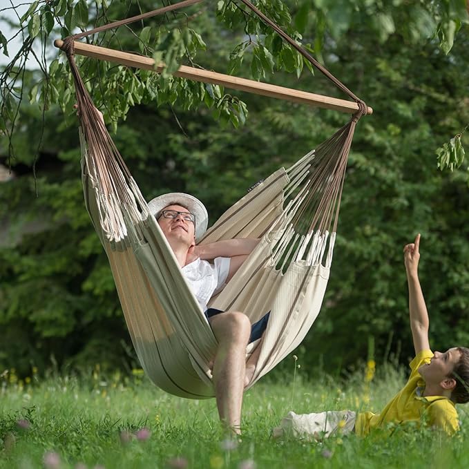 LA SIESTA® Habana Nougat - Organic Cotton Lounger Hammock Chair