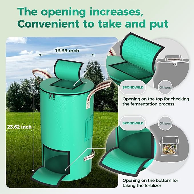 Compost Bin Outdoor - 14.39 Gallon Breathable Thickened Reusable Garden Yard Waste Bags, Composting Bin for Outside Garden with Faster Composting & Odor Reduction