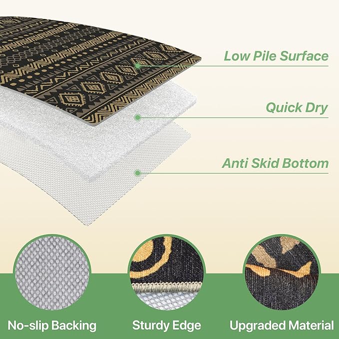 GENIMO Outdoor Rug for Patio Clearance, 9'x12' Reversible Plastic Straw Rugs, Lightweight Waterproof RV Camping Mat for Camper, Balcony, Deck, Backyard, Picnic, BlackBrown