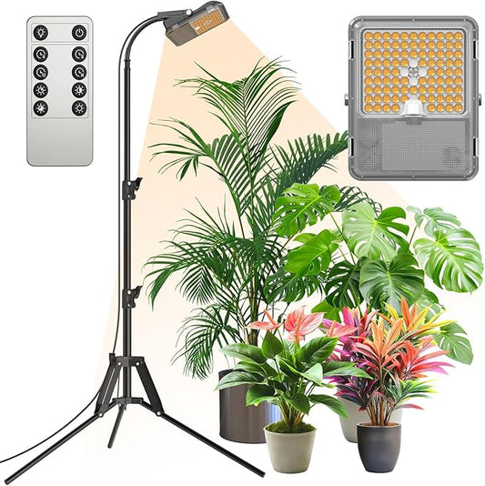 SANSI Grow Lights for Indoor Plants, Dimmable 45W Plant Lights for Indoor Growing, 88 LEDs Full Spectrum Plant Grow Light Adjustable Tripod Stand 33-58 Inches, Auto On/Off Timer with Remote Control