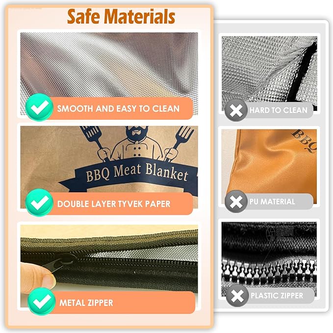 BBQ Blanket for Resting Meat Bag 21" Brisket Blanket Barbecue Tool Sets with Wide Mouth Large Beef Compatible Barbecue Smoker Accessories Grill Meat Insulated Reusable Resting Smoke Bag Cooking Gift