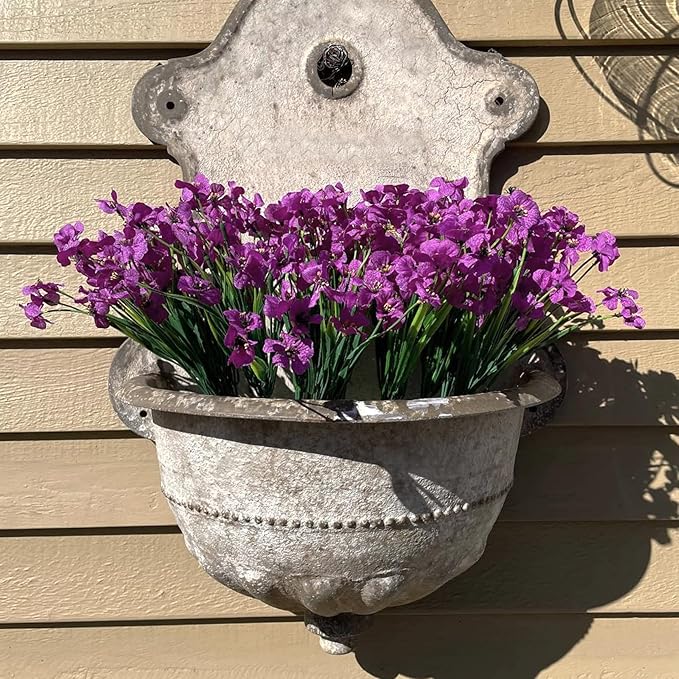 16pcs Outdoor Artificial Flowers UV Resistant Fake Flowers Bulk Artificial Flowers for Decoration Faux Silk Flowers for Garden Porch Window Box Hanging Planter Decorating