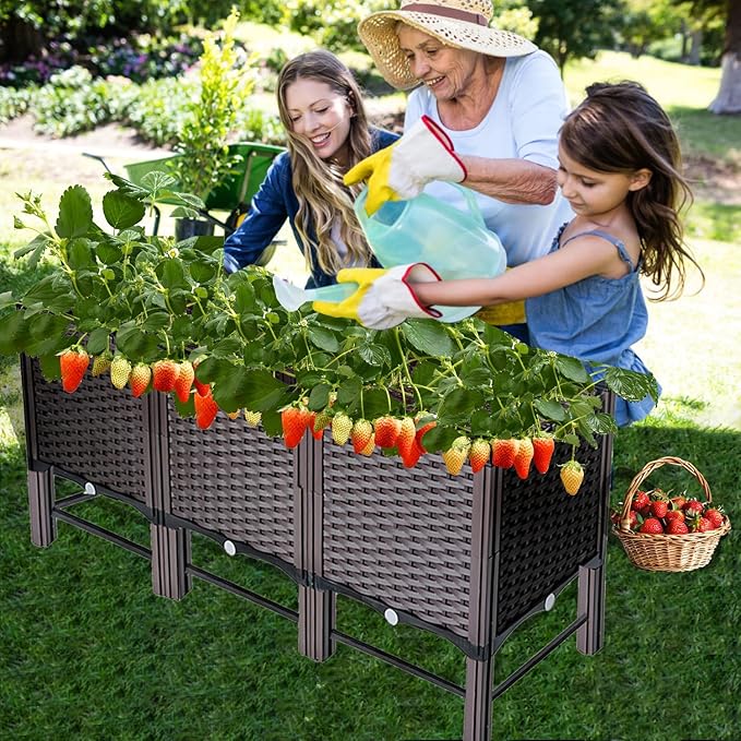 Raised Planter Box with Legs Raised Garden Bed Outdoor Planter Raised Beds Plastic for Flower Vegetable Tomato Herb for Patio Greenhouse Porch Garden Outside