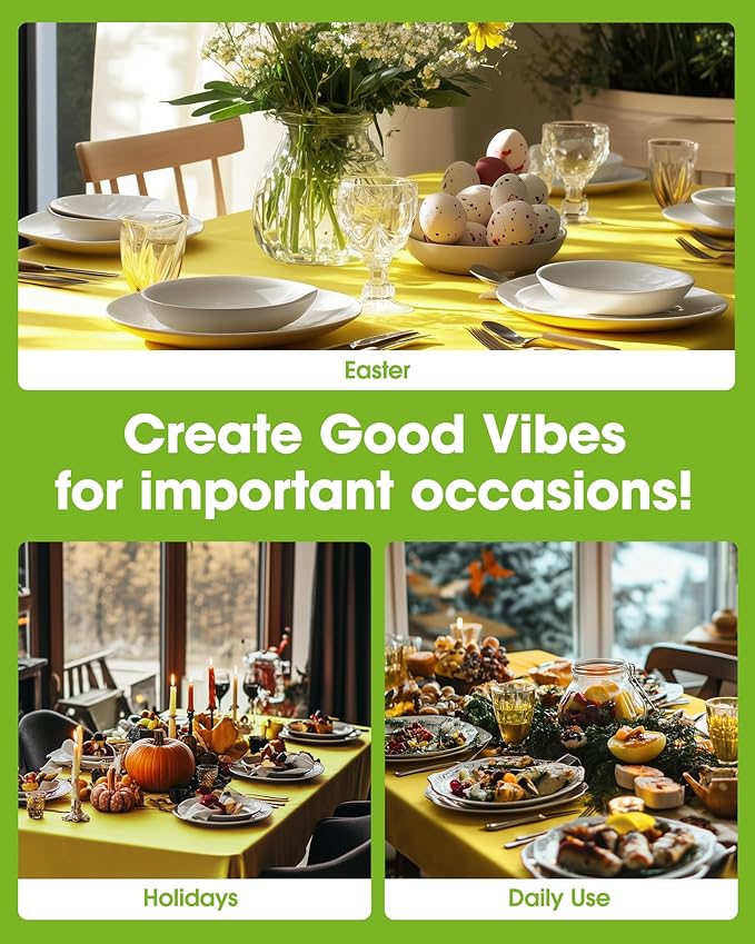 Pureegg Plastic Table Cloth Disposable 8 Pack, 54 x 108 Inch Table Cloths, Easter Party, Decorative Tablecloths, Rectangle, Lemon, Pastel Plastic Cover, Leakproof & Sturdy, Yellow