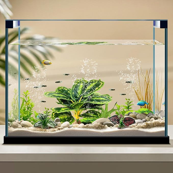 Reptile Artificial Plants, Terrarium Plants Decorations Supplies, Aquarium Fish Tank Plant, Amphibian Habitat Hideout Tank Accessories(L Set-3pcs/C)