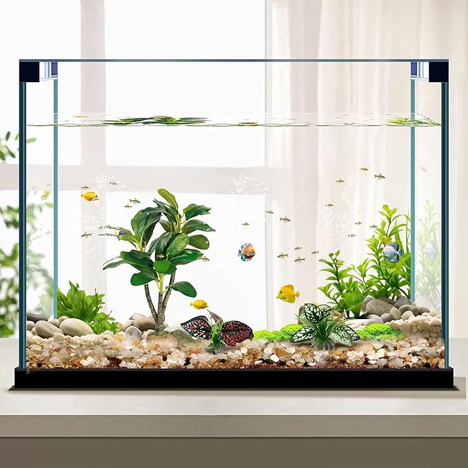 Reptile Artificial Plants, Big Terrarium Plants Decorations Supplies, Aquarium Fish Tank Plants, Amphibian Habitat Hideout Tank Accessories(L Set-3pcs/H)