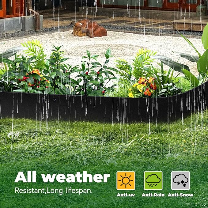 Steel Garden Edging with Top Bending Protection Metal Lanscape Edging Steel Lawn Edging 40 inch Strips, 6 inch Depth 180 Degree Bend for Garden,Lawn,Backyard, 6 Pack (6 inch-180 Degree Bend, Black)