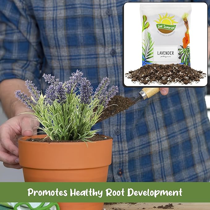 Lavender Potting Soil Mix (4 Quarts), Indoor/Outdoor Container Gardening Blend for Lavender Herb Plants