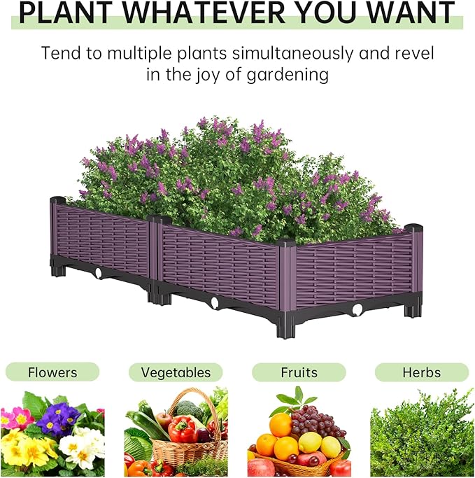 Raised Garden Bed Garden Planter Box with Drainage Holes, Plastic Raised Beds for Gardening Vegetables Herb Flowers,Garden Beds Outdoor for Garden Patio Deck Balcony