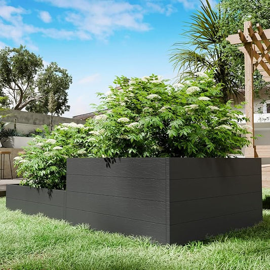 2 Styles 8x4x2ft Raised Garden Beds Outdoor, Divisible Elevated Planter Boxes for Gardening with Easy Assembly, Outdoor Raised Beds for Planting Plants Vegetables Flowers Herb Fruits, Square