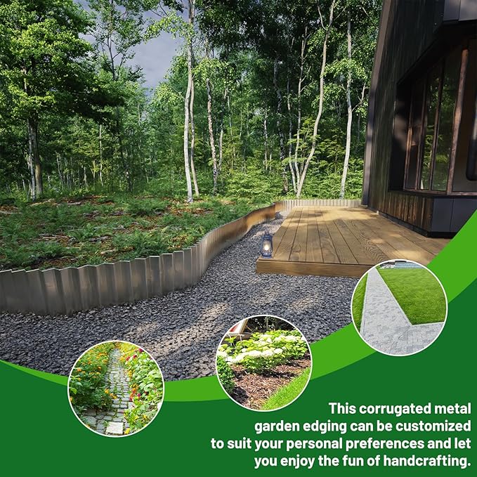SnugNiture Corrugated Metal Garden Edging,6" x 20' Sturdy Lawn Edging Border,Landscape Edging Border for Lawn, Flower Bed,Garden and Yard