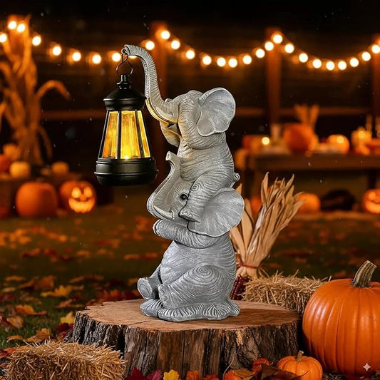 Solar Elephant Garden Statue with LED Lights - Waterproof Outdoor Decor for Patio, Yard, Balcony - Unique Elephant Gifts for Women, Mom, Grandma - Birthday, Mother’s Day, Housewarming Gift