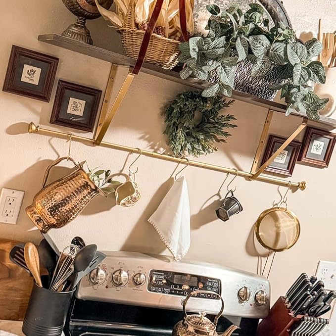 20 Pack Solid Brass S Hooks for Hanging Pan Pot Coffee Mugs Jeans Bags Holder Rack Hangers Kitchenware Utensils Rail