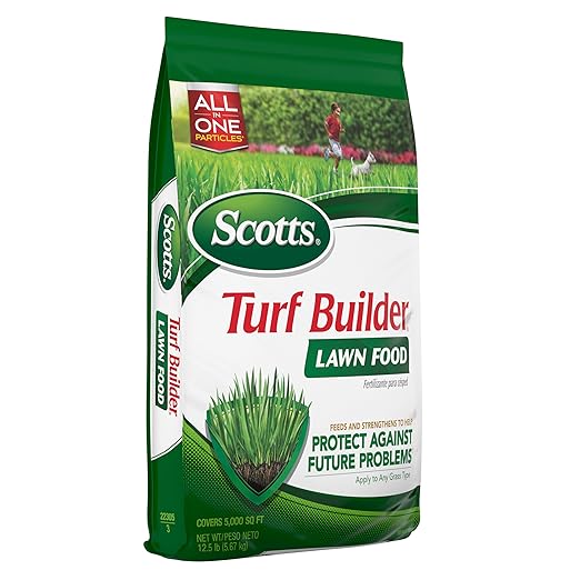 Scotts Turf Builder Lawn Food, Fertilizer for All Grass Types, 5,000 sq. ft., 12.5 lbs. (2-Pack)