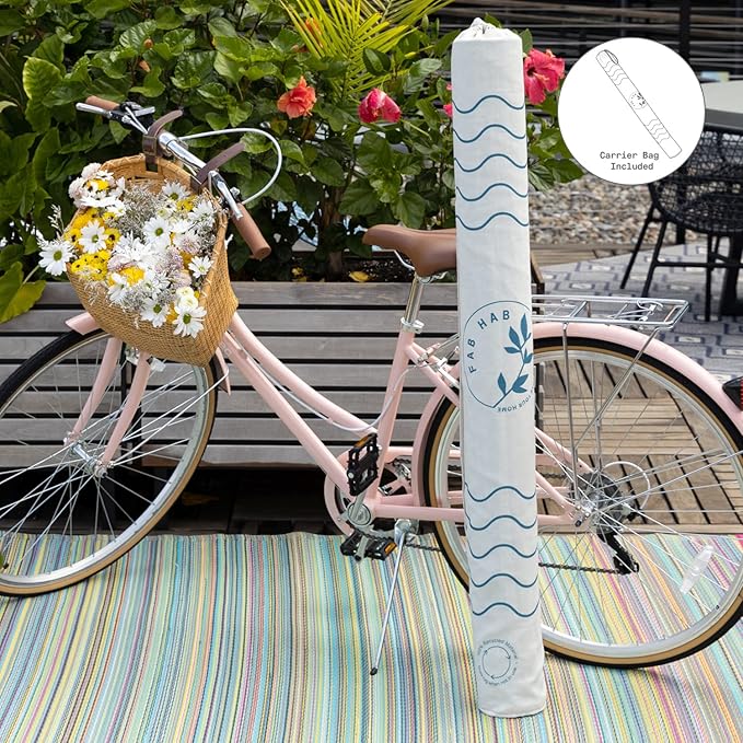 Fab Habitat Outdoor Rug - Waterproof, Fade Resistant, Crease-Free - Premium Recycled Plastic - Striped - Large Patio, Deck, Sunroom, Camping, RV - Cancun - Multicolor - 6 x 9 ft