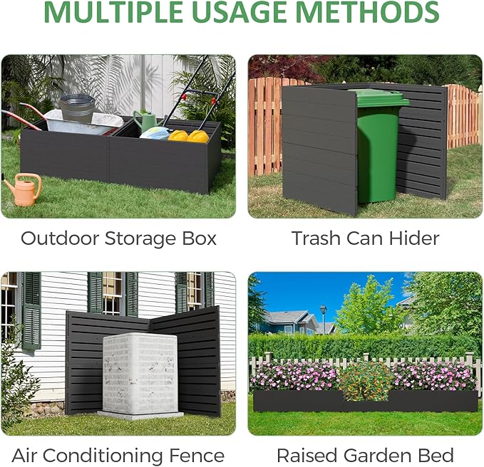 4x4x1ft Raised Garden Beds Outdoor, Divisible Elevated Planter Boxes for Gardening with Easy Assembly, Outdoor Raised Beds for Planting Plants Vegetables Flowers Herb Fruits, Square Black