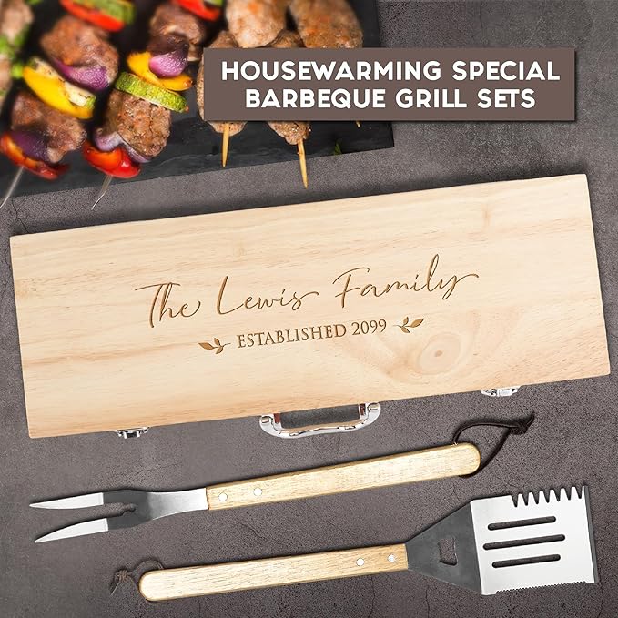 Personalized Grill Set for Housewarming Gifts for Couple & Family, New Homeowners, Barbeque Grill, 11 pc Grill Accessories, BBQ Grill, Realtor Closting Gifts, New Apartment Gifts, New Home Gifts