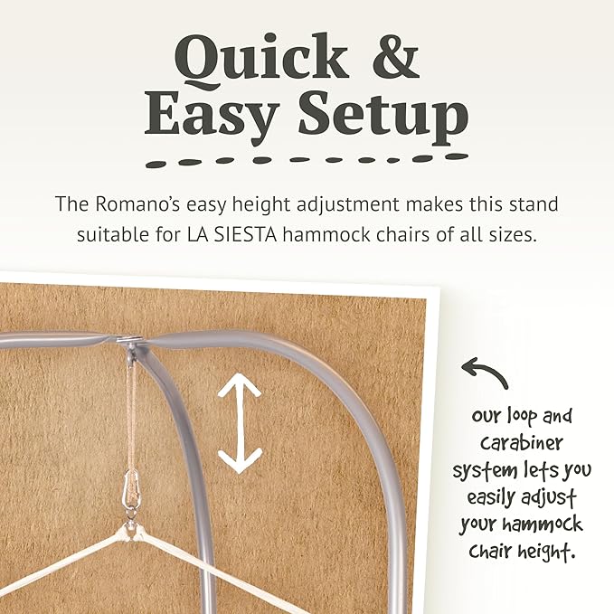 LA SIESTA® - XL King Habana Cotton Hammock Chair & Romano Steel Stand - Hanging Hammock Chair w/Stand - Indoor Outdoor Hammock Chair Swing for Bedroom Porch Balcony - Boho Hanging Chair - Chocolate