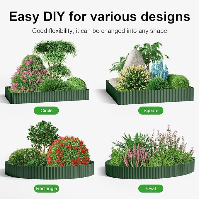 Land Guard Corrugated Metal Garden Edging, 12"×50Ft Steel Landscape Edging, Corrugated Metal Yard Edging Borders, Steel Edging for Landscaping, Garden Fence, Lawn, Flower Bed (Olive-Green)