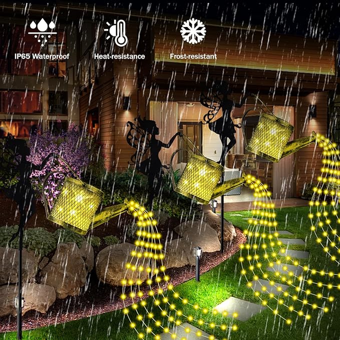 Solar Watering Can Lights Outdoor Decor, Metal Solar Fairy Light IP65 Waterproof, Hanging Garden Backyard Decor Lights Outside Patio Lawn, Gifts for Mom Grandma Women Birthday (Warm White)