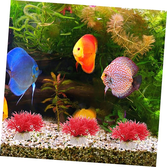 10pcs Aquarium Decoration Underwater Plant Model Fish Tank Aquatic Plants Desk Top Decor Simulation Aquatic Plant Table Top Decor Plastic Red Fish Tank Supplies Small