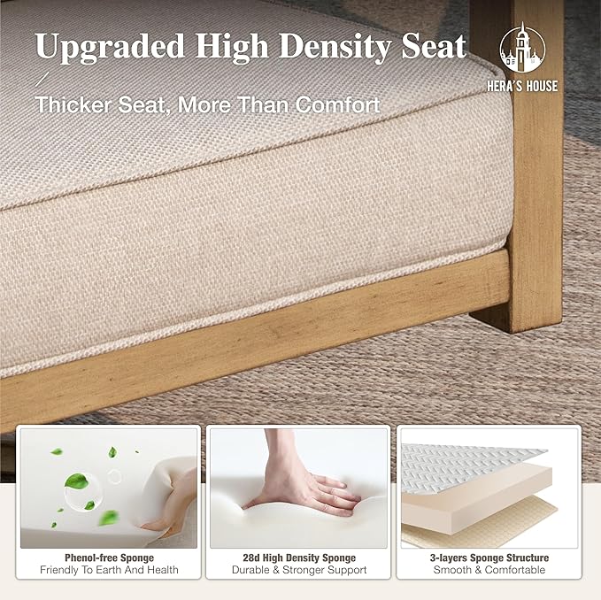 HERA'S HOUSE Patio Furniture Set 5-Piece, All-Weather Metal Outdoor Conversation Set with Wood Grain Finish, 2 x Leg Chair, 1 x 3-Seat Sofa, 2 x Multi-Functional Coffee Table for Garden Deck Backyard