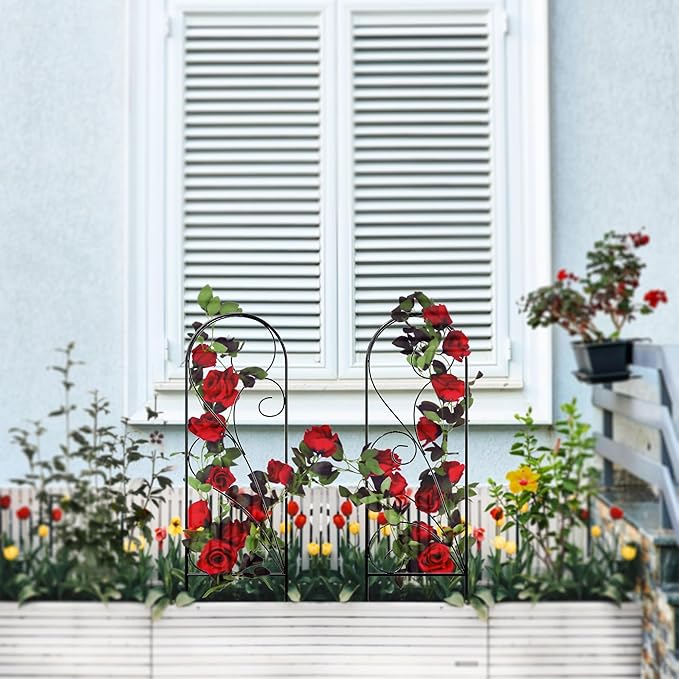 Zhongma 4 Pack 24" Metal Plant Trellis for Potted Plants Climbing,Indoor and Outdoor Fence Plant Support Trellis for Flower and Vagetable