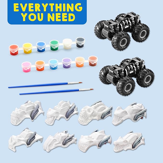 JOYIN Kids Craft Kit Build & Paint Your Own Monster Car Art & Craft Kit DIY Toy Set Make Your Own Monster Friction Powered Truck, Presents for Kids