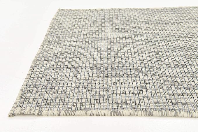 Unique Loom Collection Casual Transitional Solid Heathered Indoor/Outdoor Flatweave Area Rug (2' x 6' 1" Runner, Light Gray/Ivory)