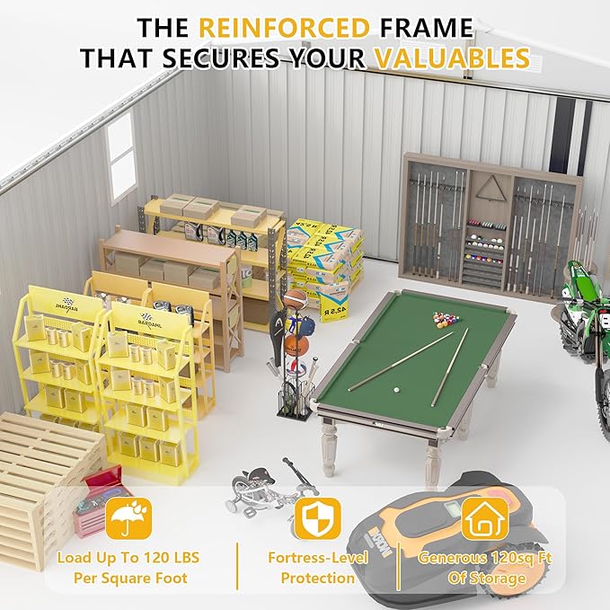 KEIKI 10'x12' Metal Storage Shed, Outdoor Garden Shed with 2 Doors & 2 Windows - Heavy-Duty Steel Construction, Includes Foundation Kit - Ideal for Backyard, Patio, Lawn Storage - Dark Gray