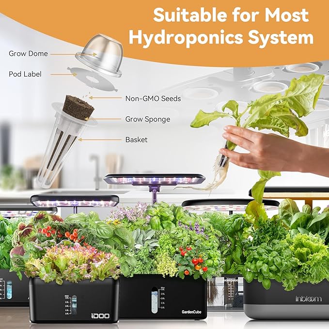 inbloom Vibrant Wildflower & Fruit Mixd Seed Pod Kit for AeroGarden, Ahopegarden Hydroponics Growing System, 12-Pods (350 Seeds+, Include Dwarf Sunflower, Marigold, Red Cherry Tomato, Red Strawberry