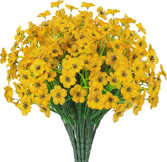 21 Bundles Outdoor Artificial Flowers UV Resistant Fake Silk Flowers No Fade Faux Plastic Plants Garden Porch Window Box Decoration(Yellow)