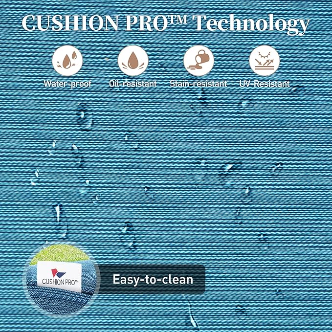 4 Piece Metal Outdoor Patio Furniture Set, Patio Conversation Set 3-seater Sofa, 2 Rocking Chair with 5.75" Extra Thick Cushion and Coffee Table, Black Frame Backyard Furniture, Blue-2