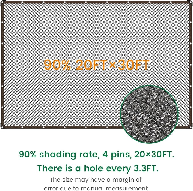 90% 20 X 30 FT Black Shade Cloth, Outdoor Woven Sun Shade with Grommets, Durable Breathable Netting Shading Antifreezing for Patio, Garden, DIY Home, Plants Cover, Greenhouse, Dog Kennel