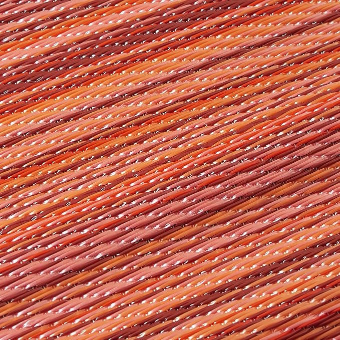 Fab Habitat Striped Non Slip Doormat - Durable, Thin - Recycled Plastic - Entryway, Front Door, Porch, Patio - Cancun Sunset (24" x 36" Non-Slip)