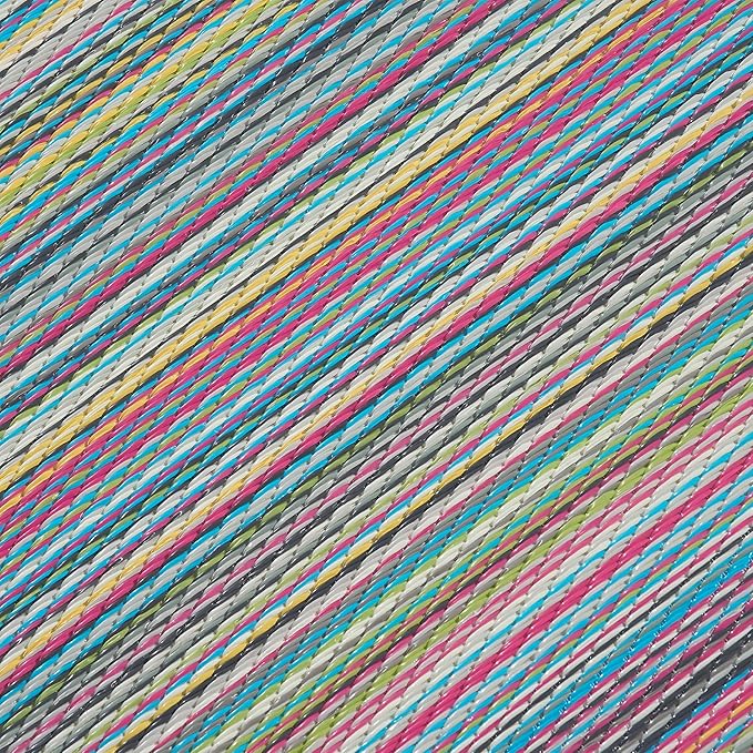 Fab Habitat Striped Non Slip Doormat - Durable, Thin - Recycled Plastic - Entryway, Front Door, Porch, Patio - Cancun - Candy (24" x 36" Non-Slip)
