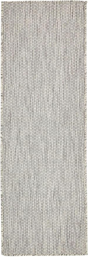 Unique Loom Collection Casual Transitional Solid Heathered Indoor/Outdoor Flatweave Area Rug (2' x 6' 1" Runner, Light Gray/Ivory)