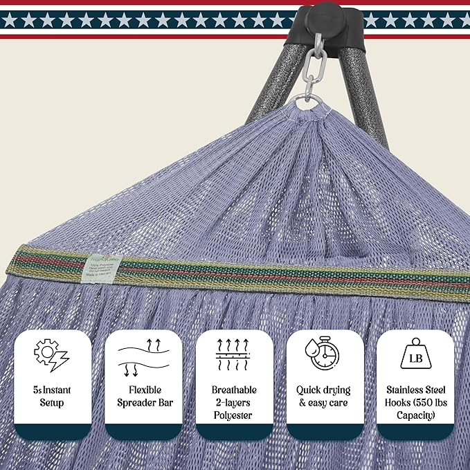 Tranquillo Uniki Hammock, Instant 30s Foldable Hammock Stand, 550 lbs Capacity Portable Hammock, 3-Year Warranty Sturdy Stand, Revolutionary Design No Screws Needed, Premium Carry Bag Included, Grey