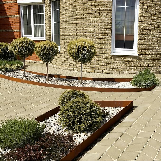 Corten Steel Edging Steel Landscape Edging Metal Garden Edging 8 Inch Metal Landscape Edging Landscaping Rusted 40 Inch Strips Patina 6 pcs Edge for Yard Lawn Outdoor by GZGNEEVL