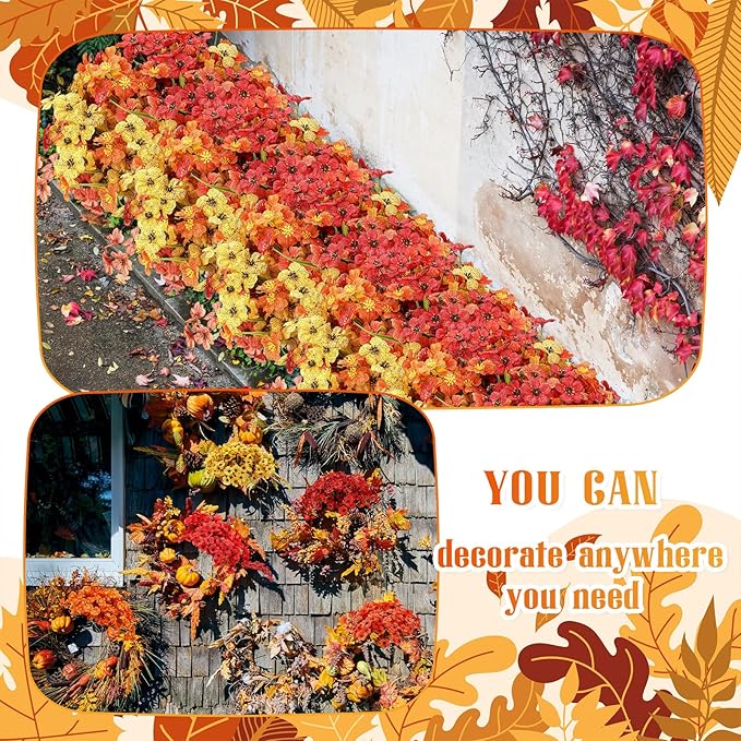 Lyrow 100 Bundles Violet Artificial Flowers, UV Resistant Faux Silk Flowers Outdoor, Fake Violet Bulk for Front Porch Hanging Garden Courtyard Farmhouse Home (Autumn Color System)