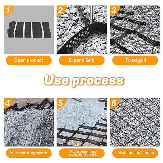 Sunnyglade 2" Thick Ground Grid 13.6 x 4 FT, Gravel Retainer 1880 LBS Per Sq ft, Geo Grid Driveway Stabilization for DIY Patio Walkway Driving RV Parking Slopes and Garden (Black, 4 x 13.6 FT)