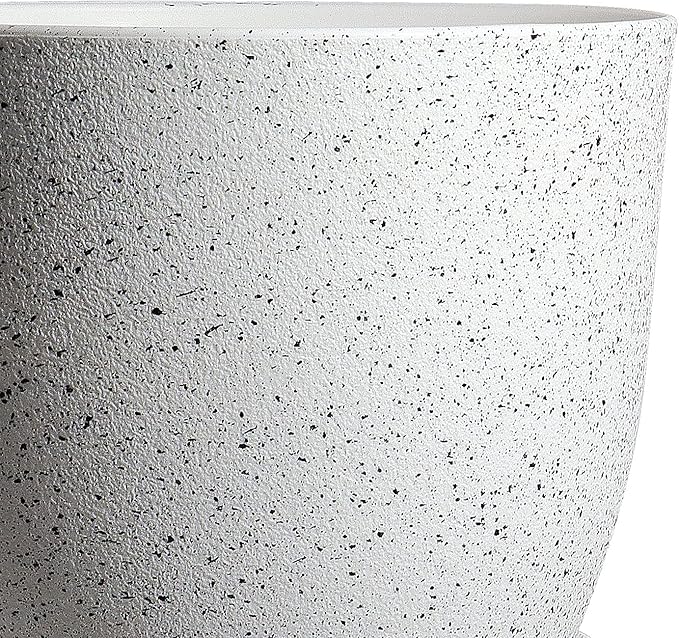 Modern Plant Pots Set, 9/8/7.5 inch Plastic Planters for Indoor Plants, Stylish Flower Pots with Drainage Holes and Saucers for House Plants and Flowers, White Speckles